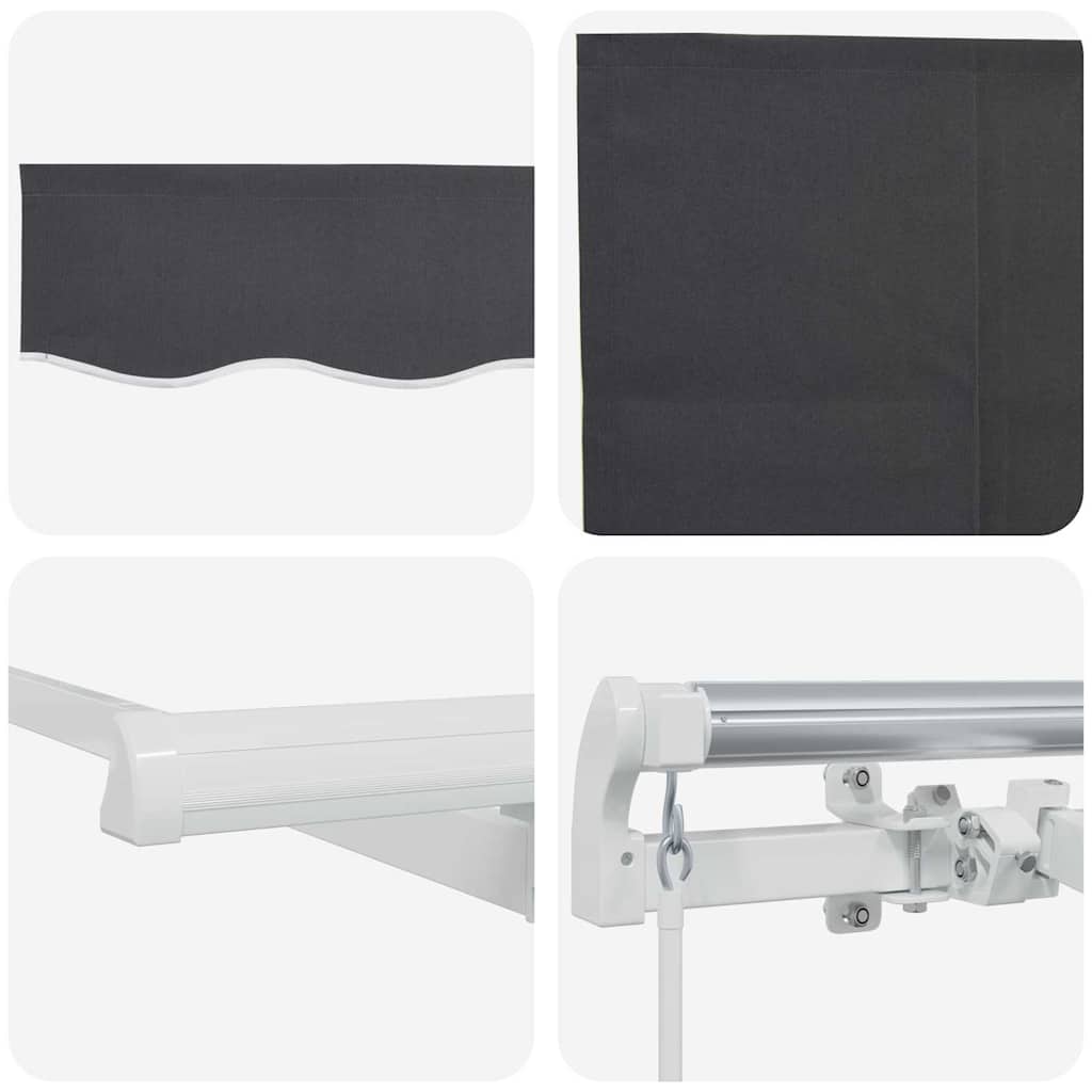 Toldo retrátil antracite 350 x 200 cm tecido