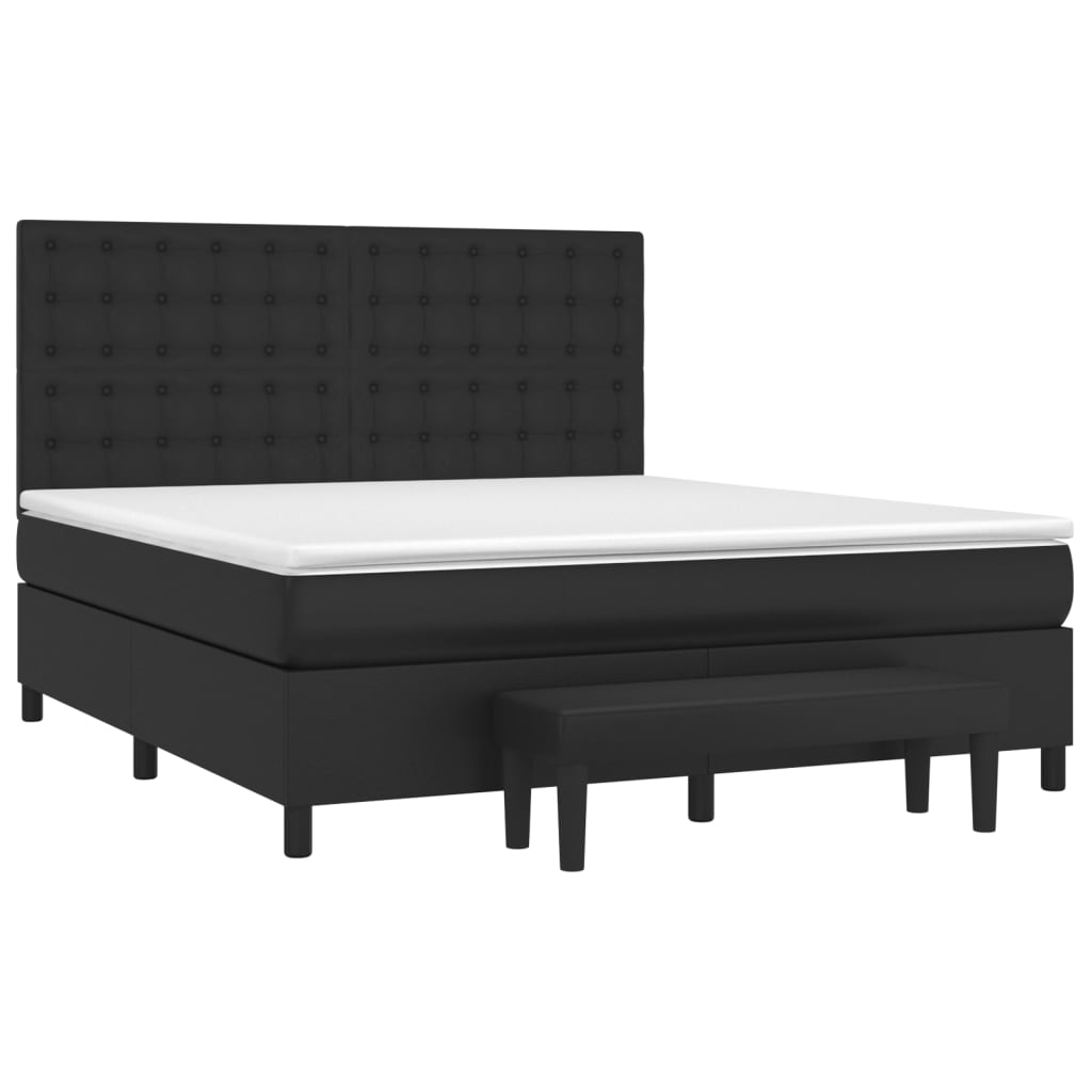 Cama com molas/colchão 160x200 cm couro artificial preto