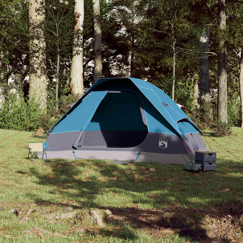 Tenda familiar em cúpula para 6 pessoas impermeável azul