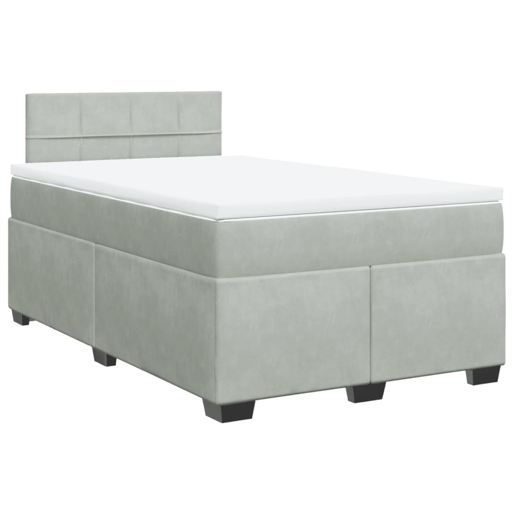 Cama boxspring c/ colchão 120x200 cm veludo cinzento-claro