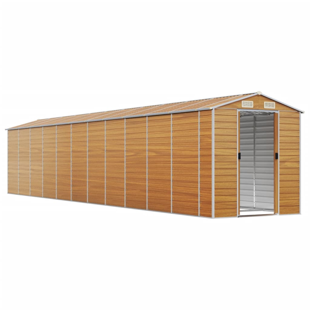 Abrigo de jardim 191x980x198 cm aço galvanizado castanho-claro