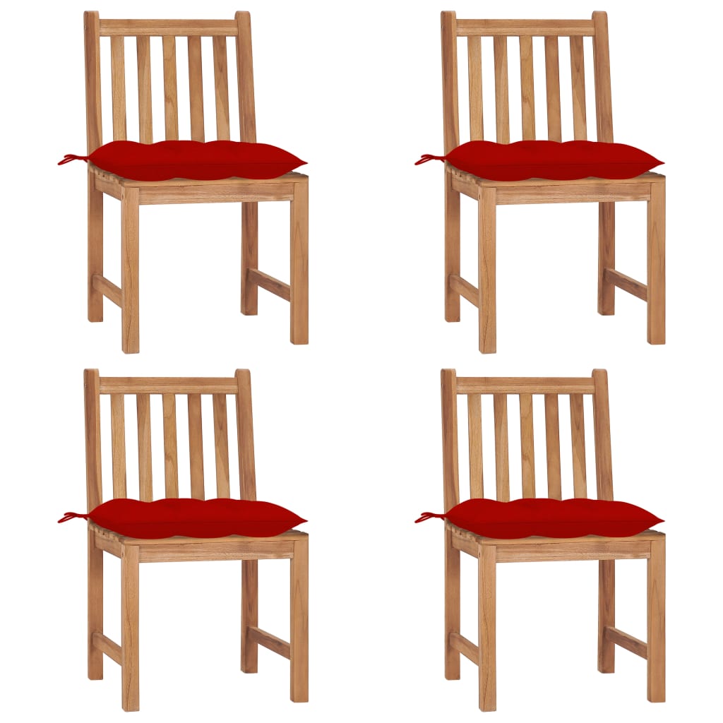 Cadeiras de jardim c/ almofadões 4 pcs madeira de teca maciça