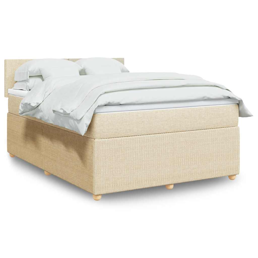 Cama com molas/colchão 140x200 cm tecido cor creme