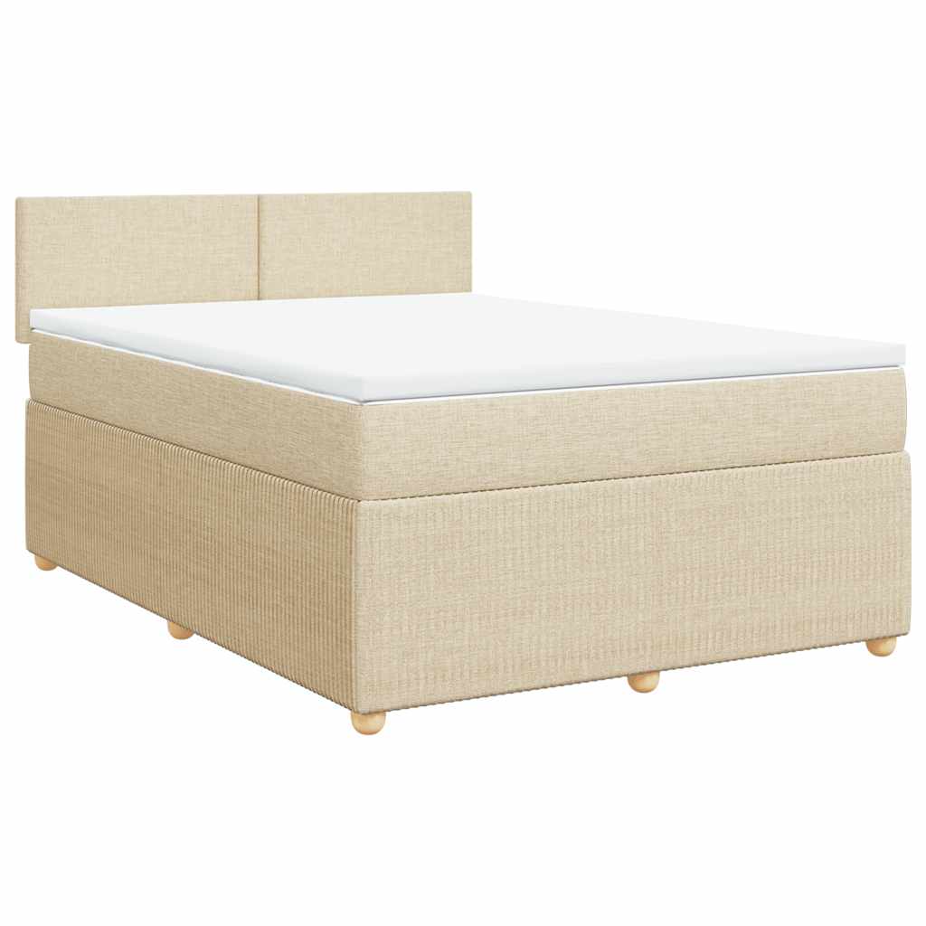 Cama com molas/colchão 140x200 cm tecido cor creme