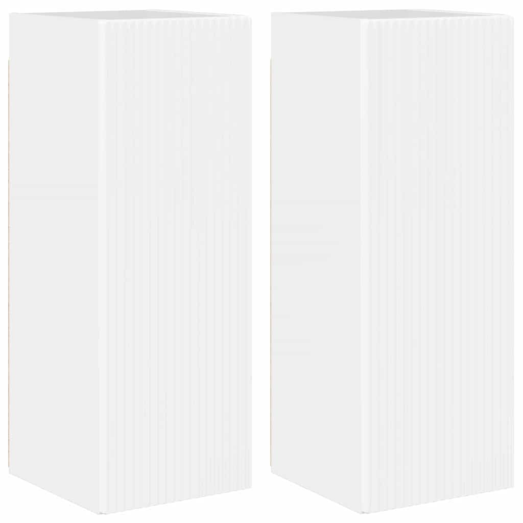 Armário de TV de parede 2 unid. branco brilhante