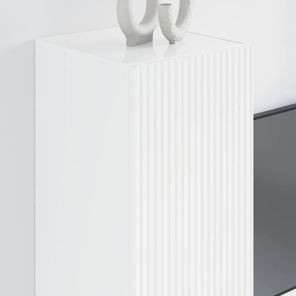 Armário de TV de parede 2 unid. branco brilhante