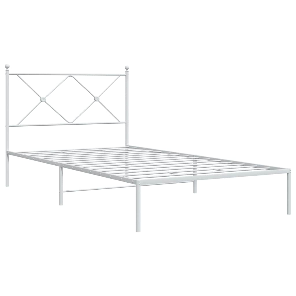 Estrutura de cama com cabeceira 100x190 cm metal branco