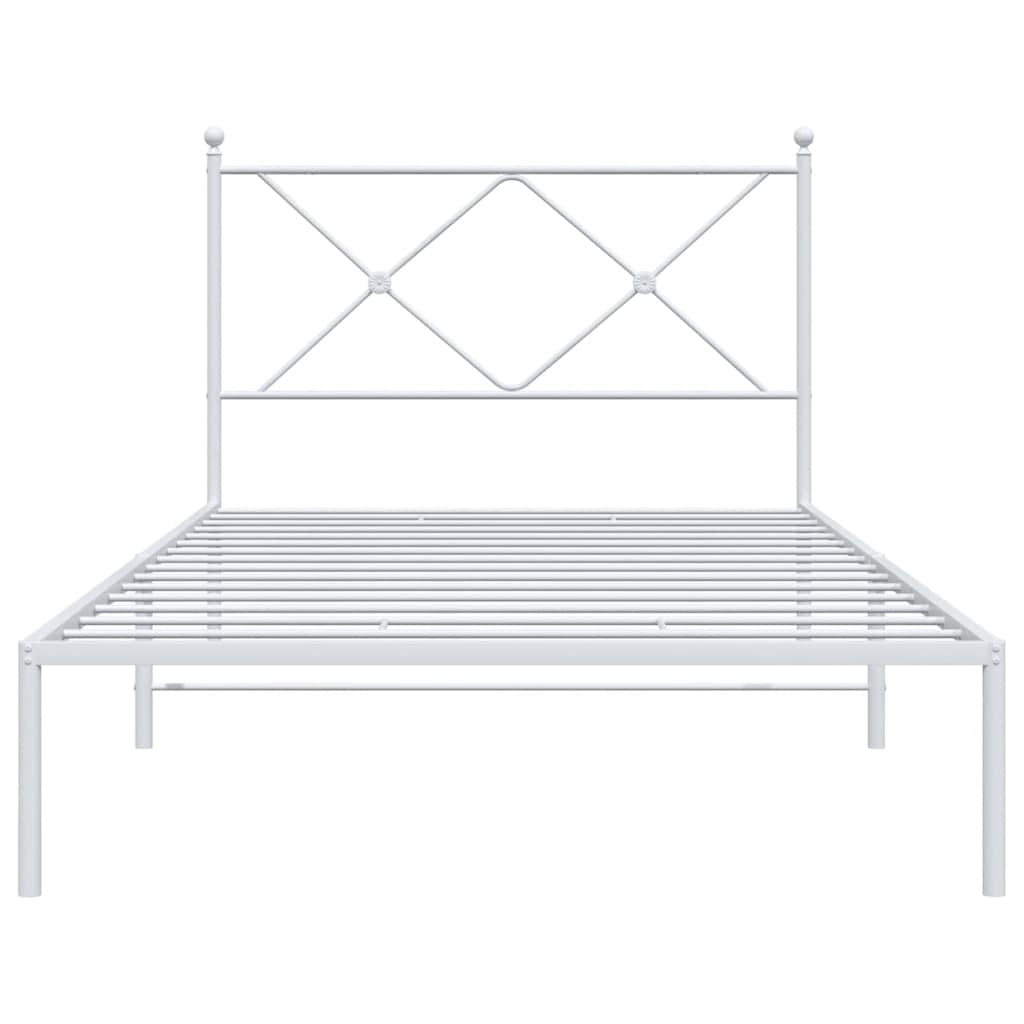 Estrutura de cama com cabeceira 100x190 cm metal branco