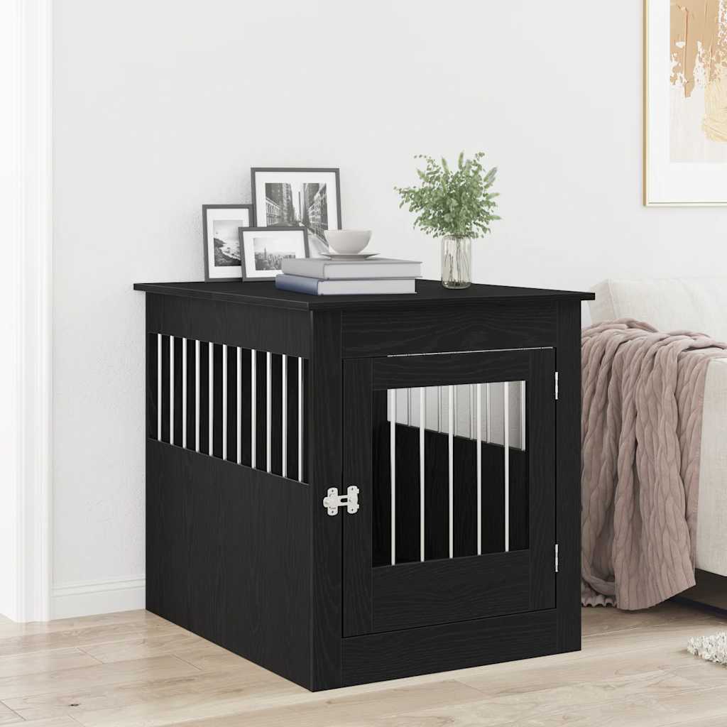 Caixa para cães em carvalho preto 64,5x80x71 cm madeira projetada