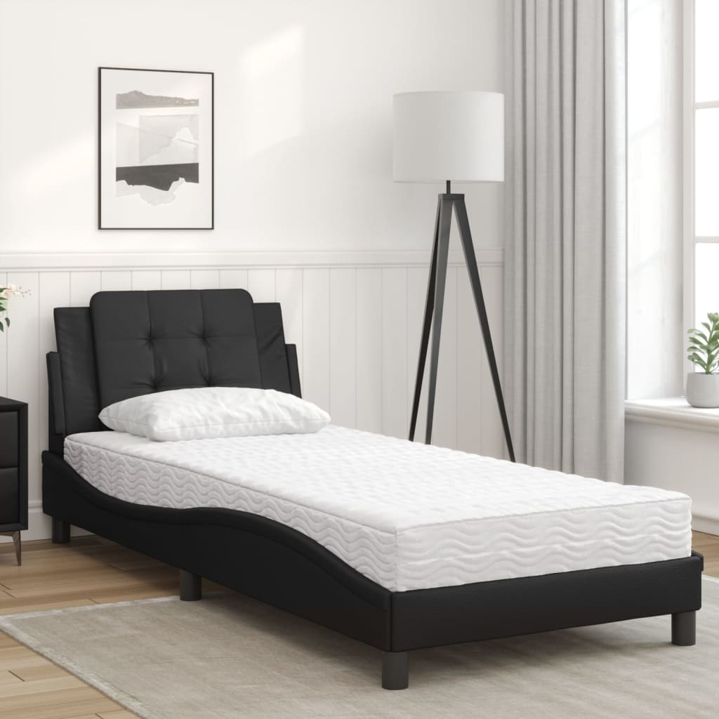 Estrutura de cama sem colchão zadar 80x200 cm couro artificial preto