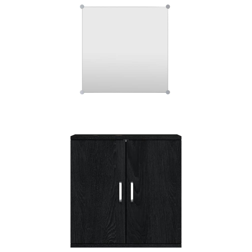 2 Pcs conjunto móveis casa de banho derivados de madeira preto