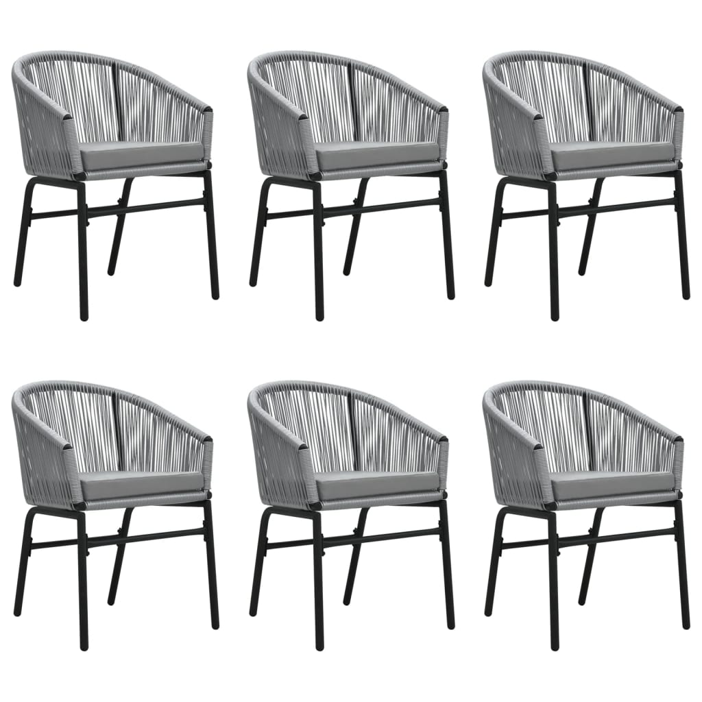 7 Pcs conjunto de jantar para jardim cinzento