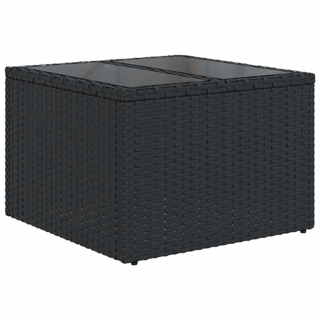 8 Pcs conjunto sofás de jardim com almofadões vime PE preto
