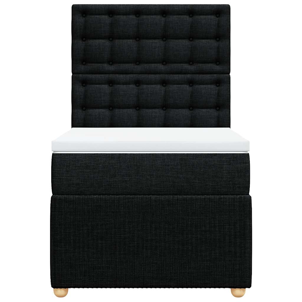Cama com molas/colchão 90x200 cm tecido preto