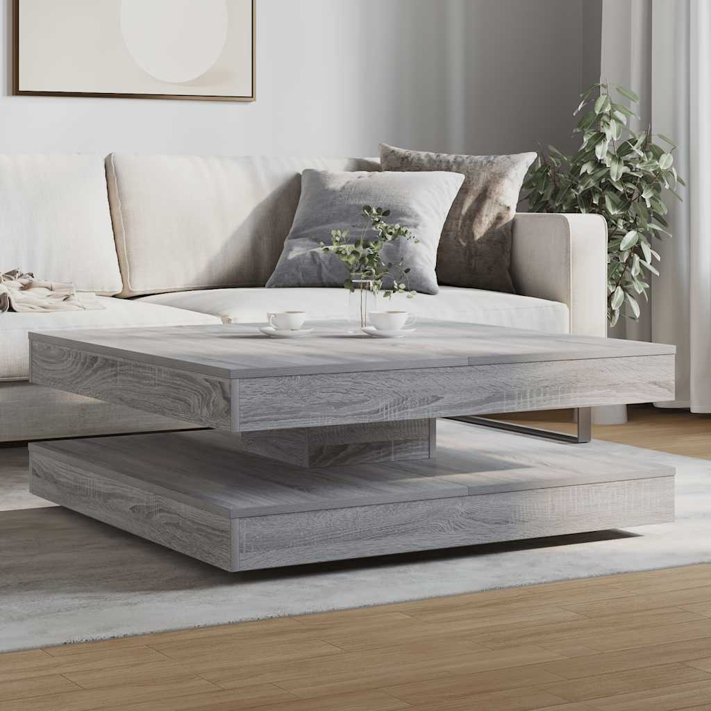 Mesa de centro rotativa a 360 graus 90x90x34,5 cm sonoma cinza