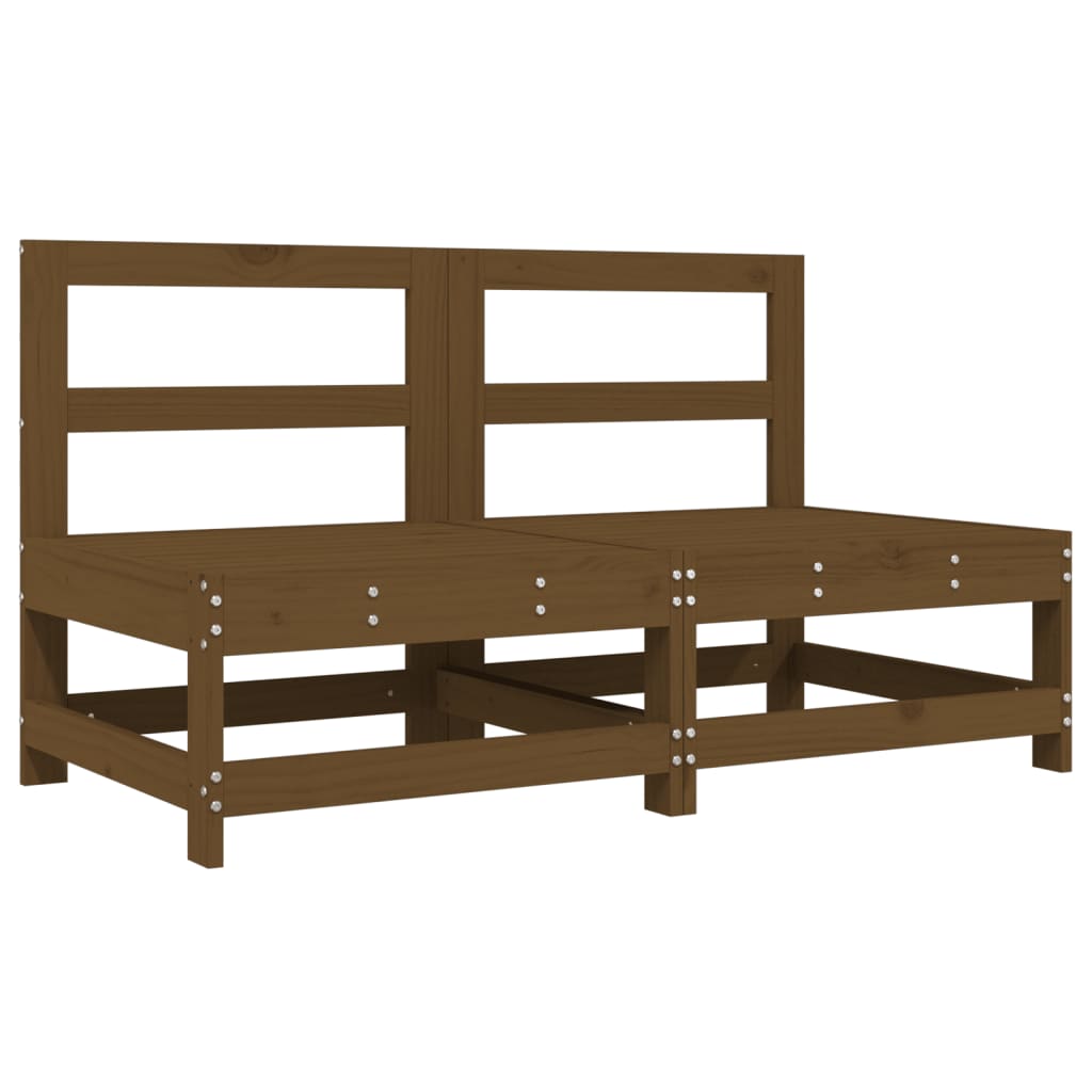 Sofás de centro para jardim 2 pcs pinho maciço castanho-mel