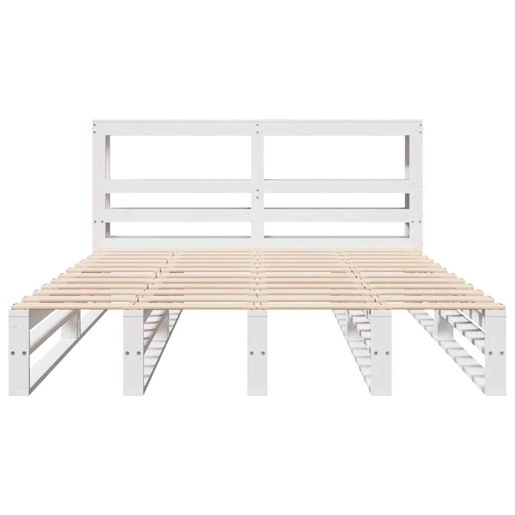 Cama sem colchão 120x200 cm madeira de pinho maciça branco