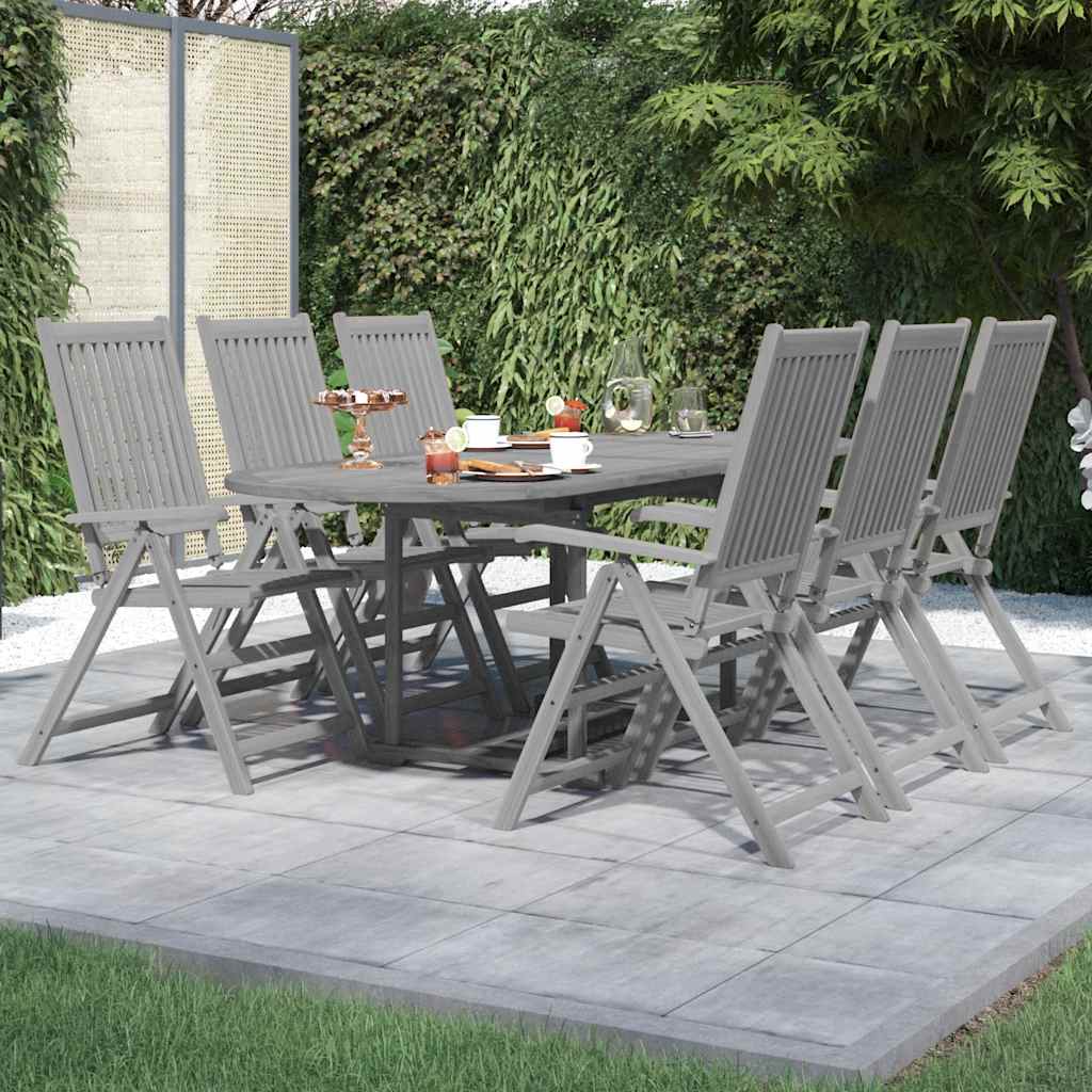 7 Pcs conjunto de jantar jardim madeira acácia maciça