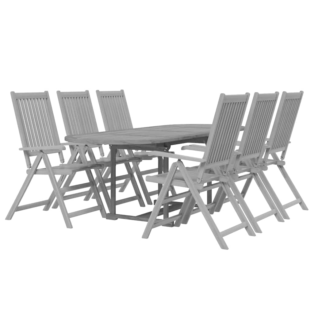 7 Pcs conjunto de jantar jardim madeira acácia maciça