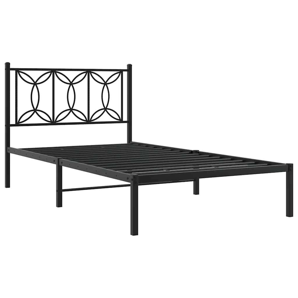 Estrutura de cama com cabeceira 107x203 cm metal preto