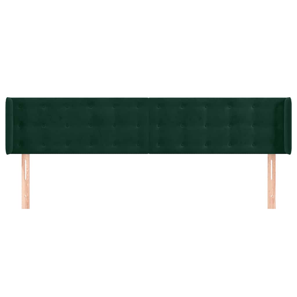 Cabeceira de cama c/ abas veludo 163x16x78/88cm verde-escuro