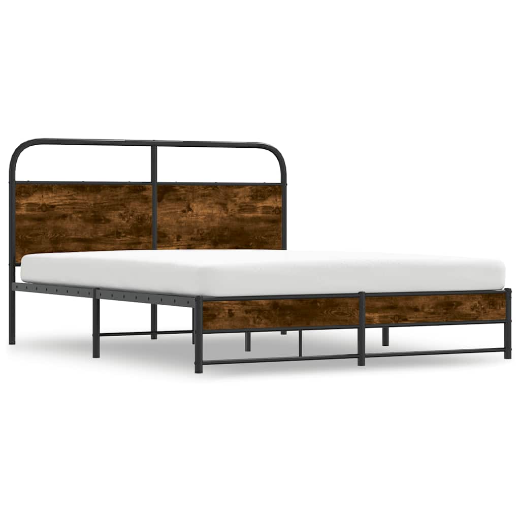 Estrutura de cama s/ colchão derivados madeira carvalho fumado