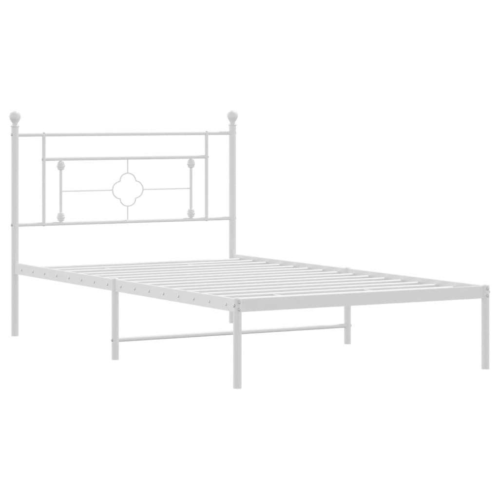 Estrutura de cama em metal com cabeceira 107x203 cm branco
