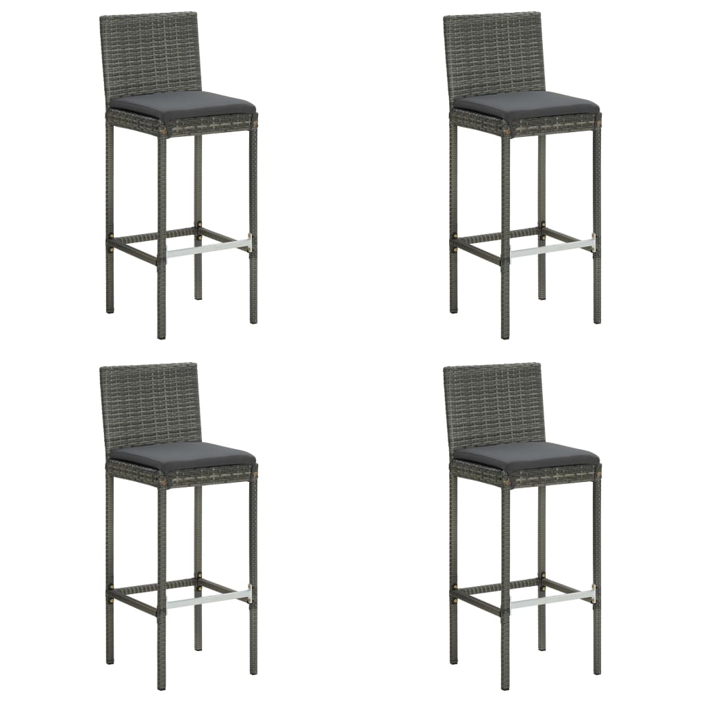 5 Pcs conjunto de bar para jardim com almofadões cinzento