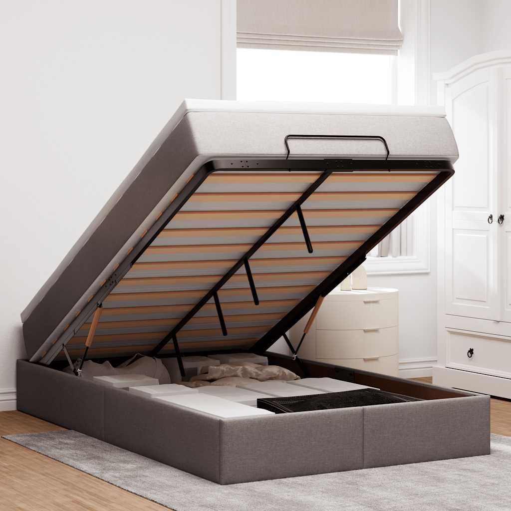 Moldura de cama otomana com tecido cinza 120x200cm