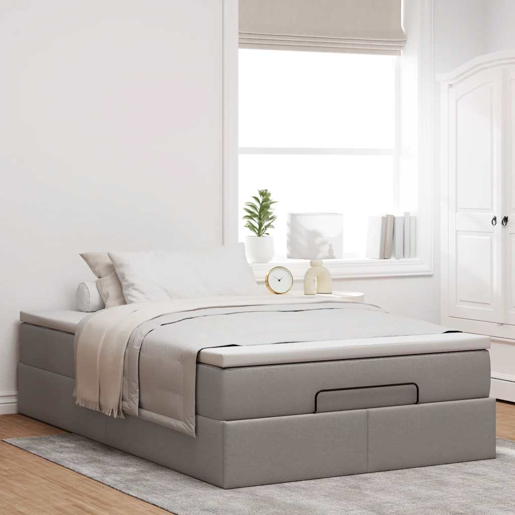 Moldura de cama otomana com tecido cinza 120x200cm