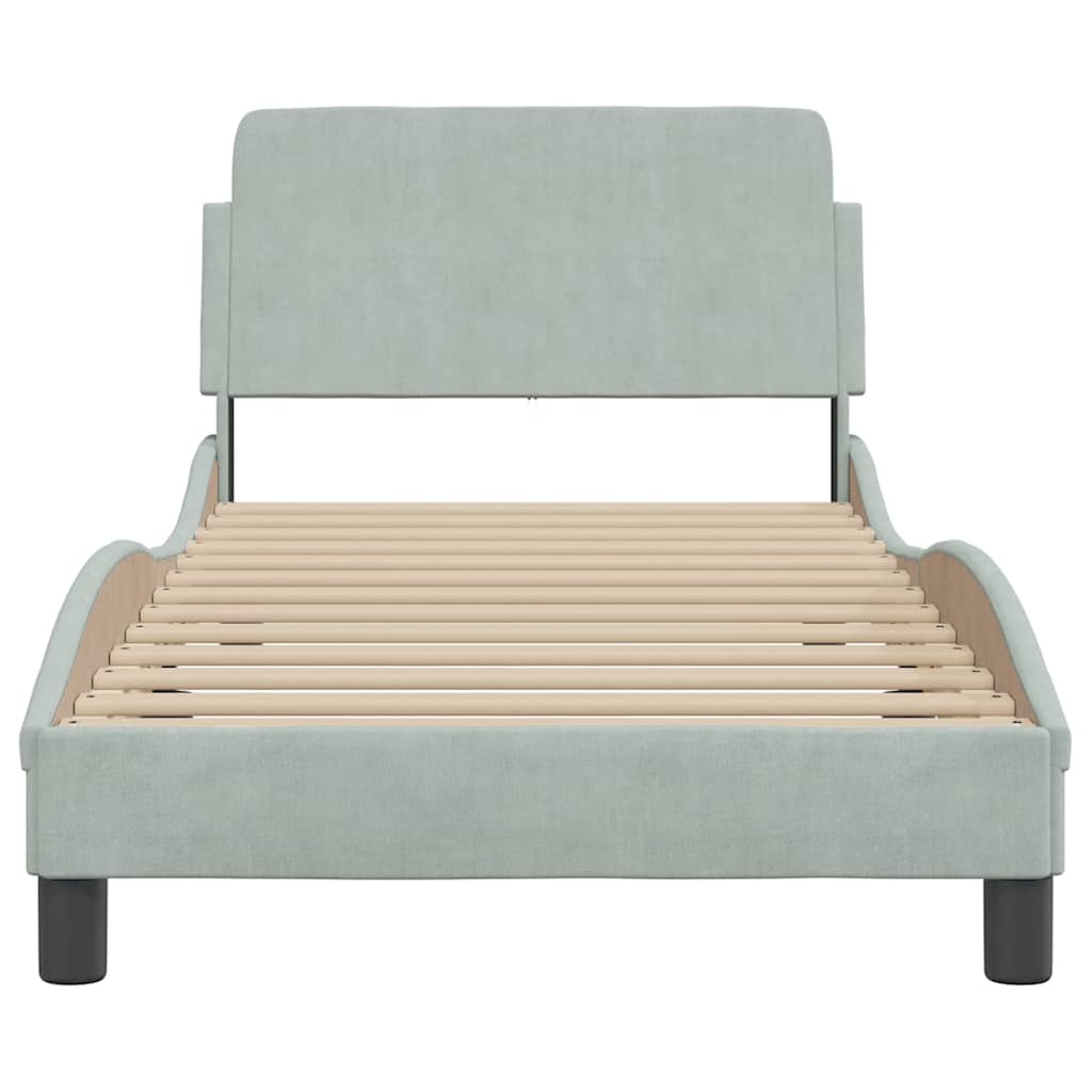 Estrutura de cama dover cinza claro 90x190 cm em veludo