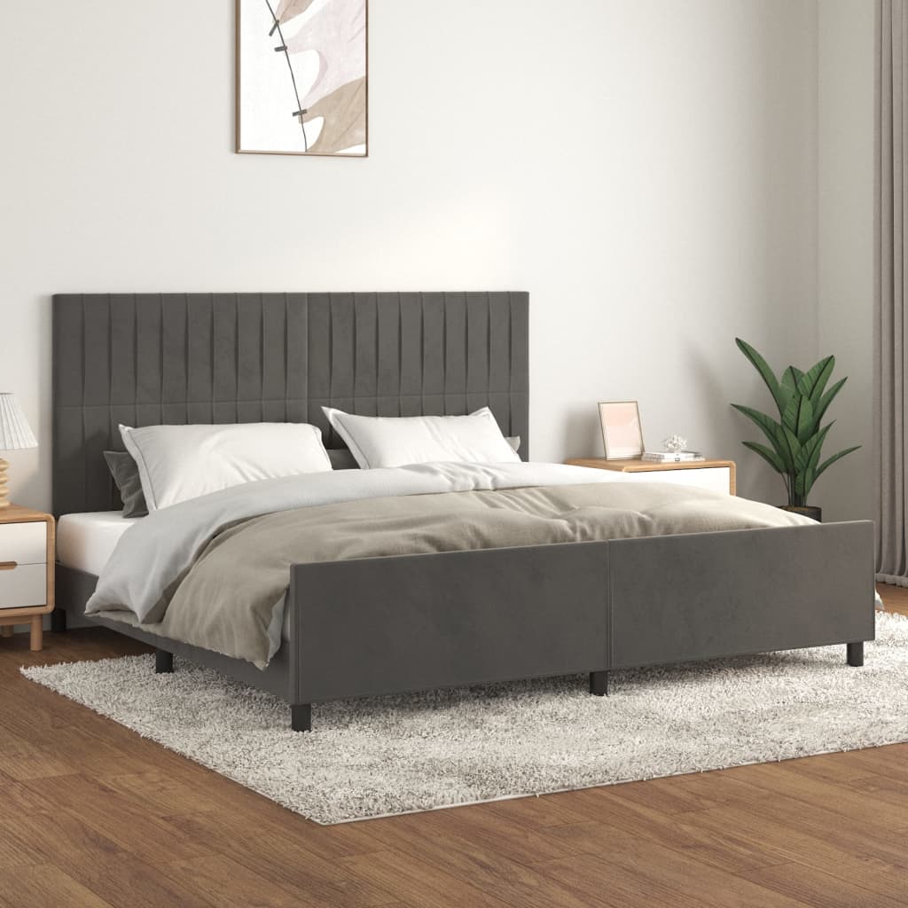 Estrutura de cama sem colchão 200x200 cm veludo cinzento-escuro