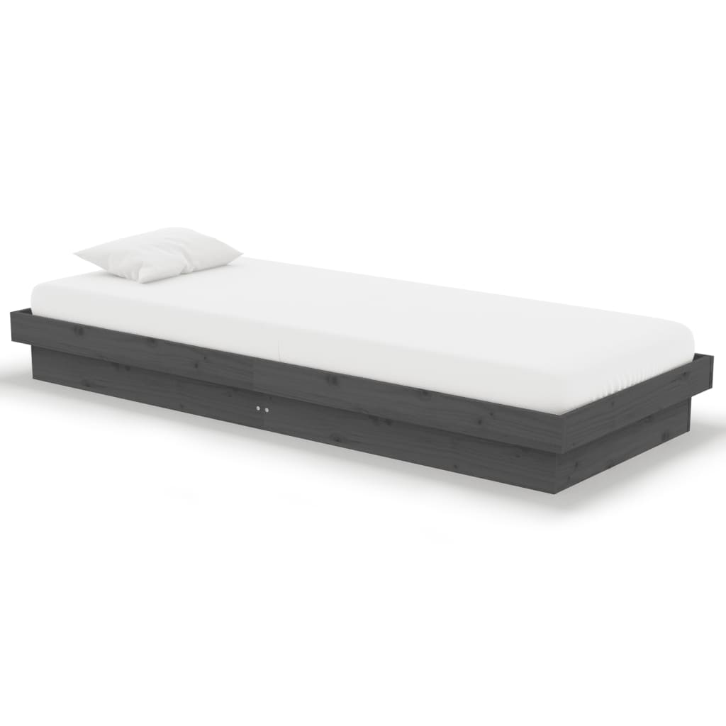 Estrutura cama pequena solteiro 75x190 cm madeira maciça cinza