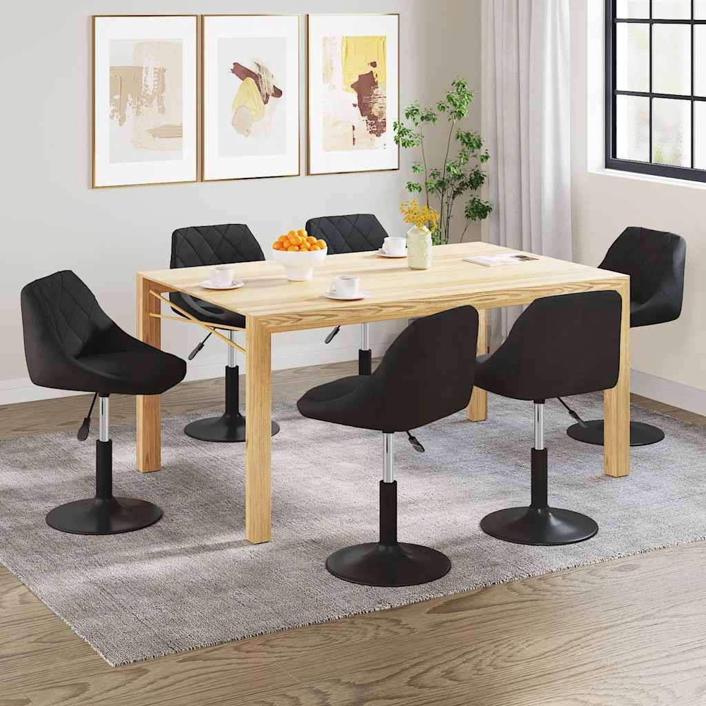 Cadeiras de jantar giratórias 6 pcs veludo preto