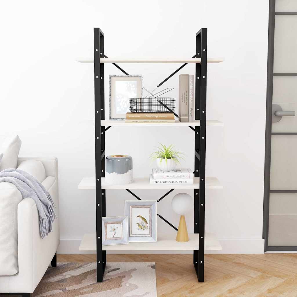 Estante com 4 prateleiras 80x30x140 cm pinho maciço branco