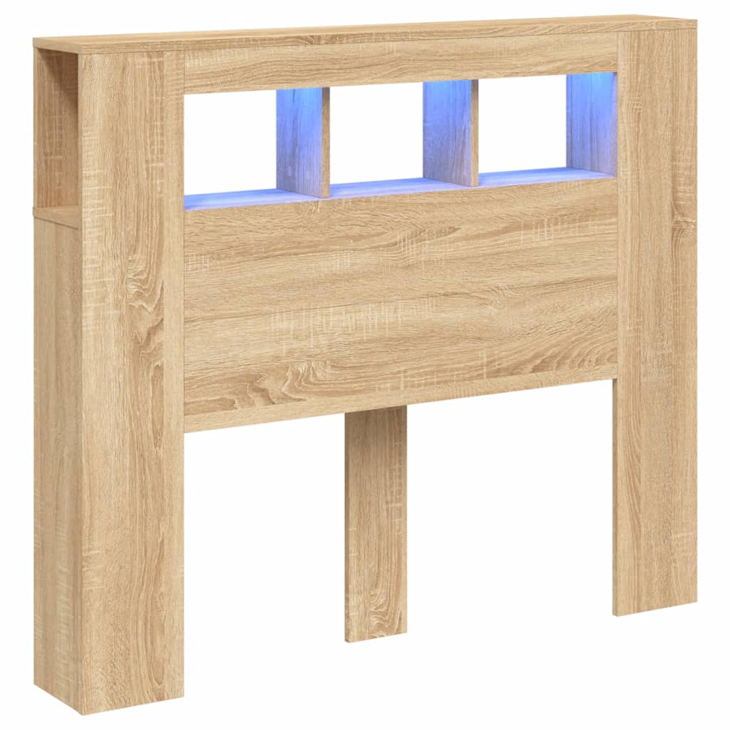 Cabeceira c/ leds 120x18,5x103,5 deriv. madeira carvalho sonoma