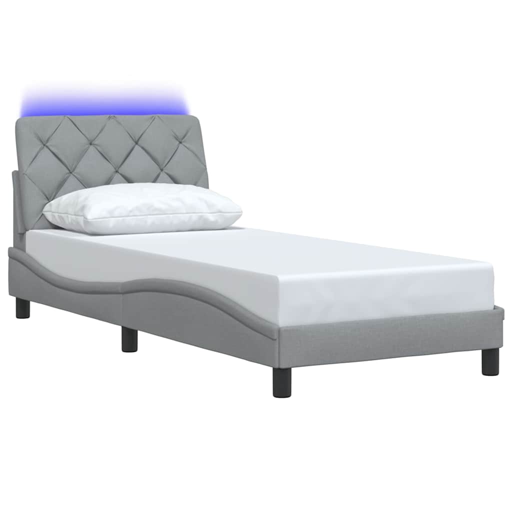 Estrutura de cama com LED sem colchão 90x190 cm tecido