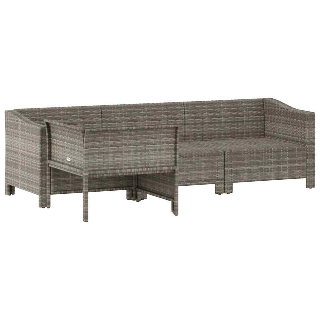 Conjunto de lounge de jardim com 4 peças e almofadas em vime sintético cinza