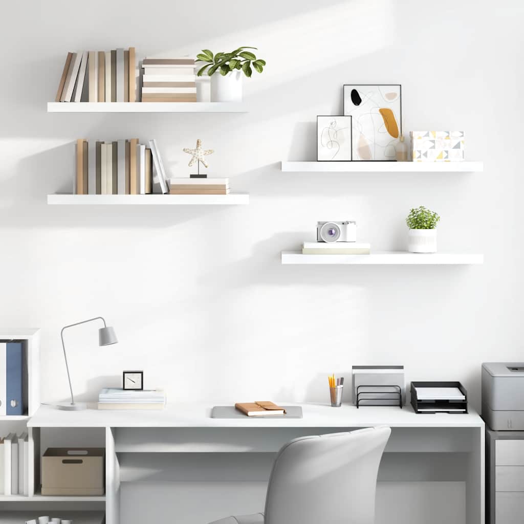 Prateleiras de parede suspensas 4 pcs 90x23,5x3,8cm MDF branco