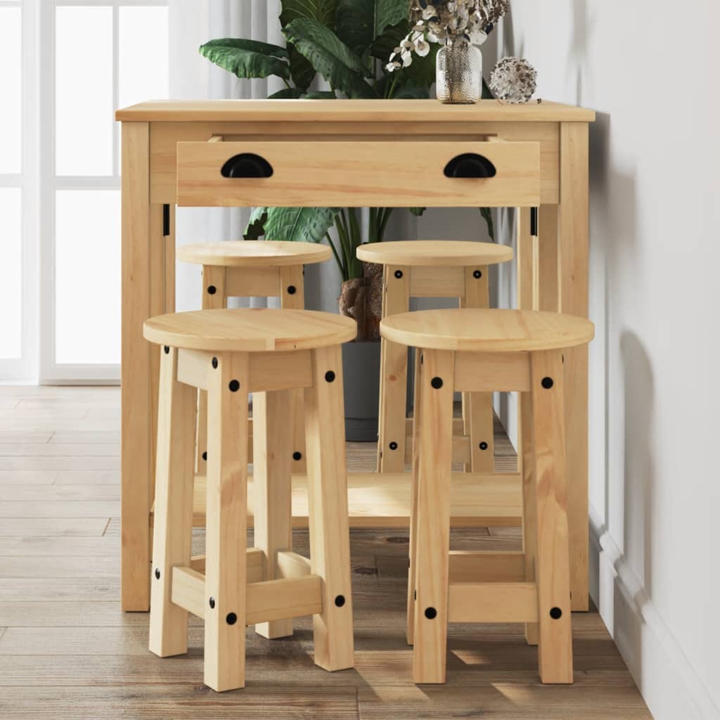 5 Pcs conjunto de bar pinho maciço