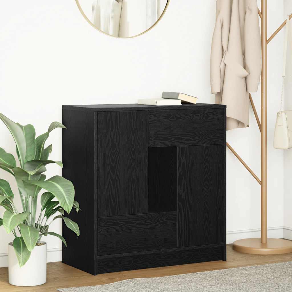 Aparador c/ gavetas e portas 70,5x34x74,5 cm carvalho preto