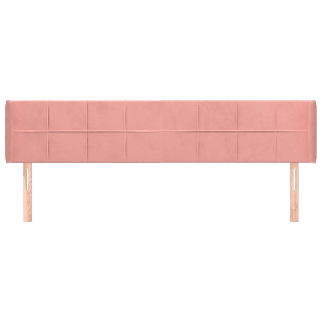 Cabeceira de cama c/ abas veludo 183x16x78/88 cm rosa