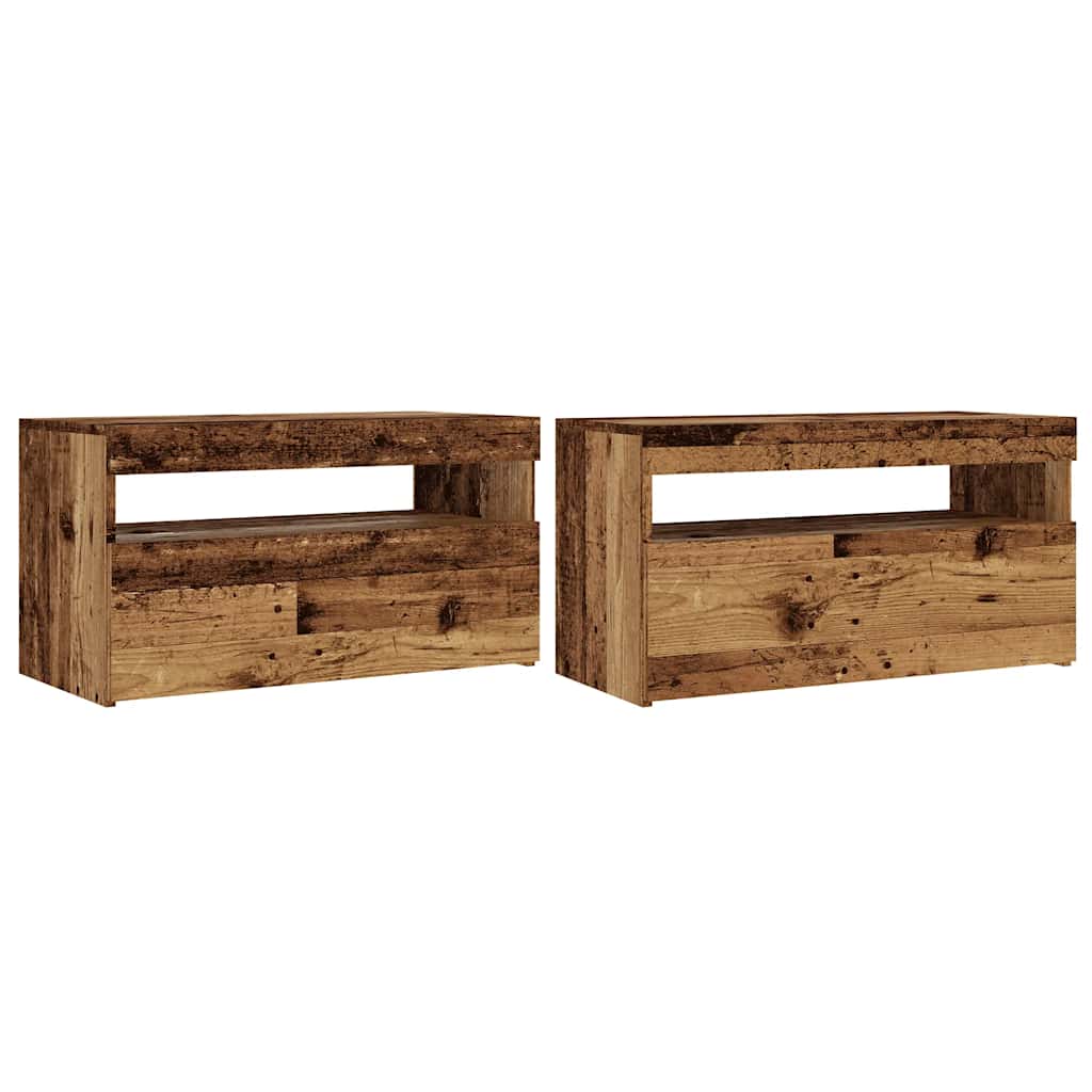 Móveis de TV com luzes LED 2pcs derivados madeira madeira velha