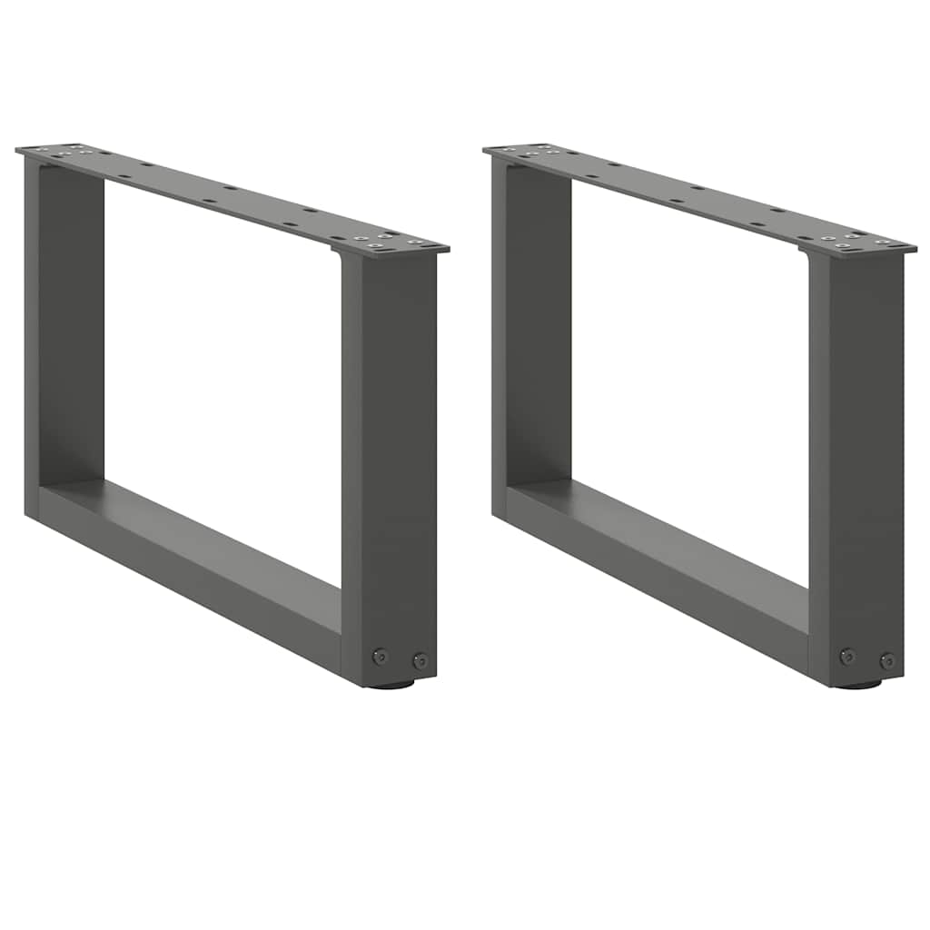 Pés para mesa de centro em forma de u, 2 peças, antracite, 60x(30-31) cm, aço