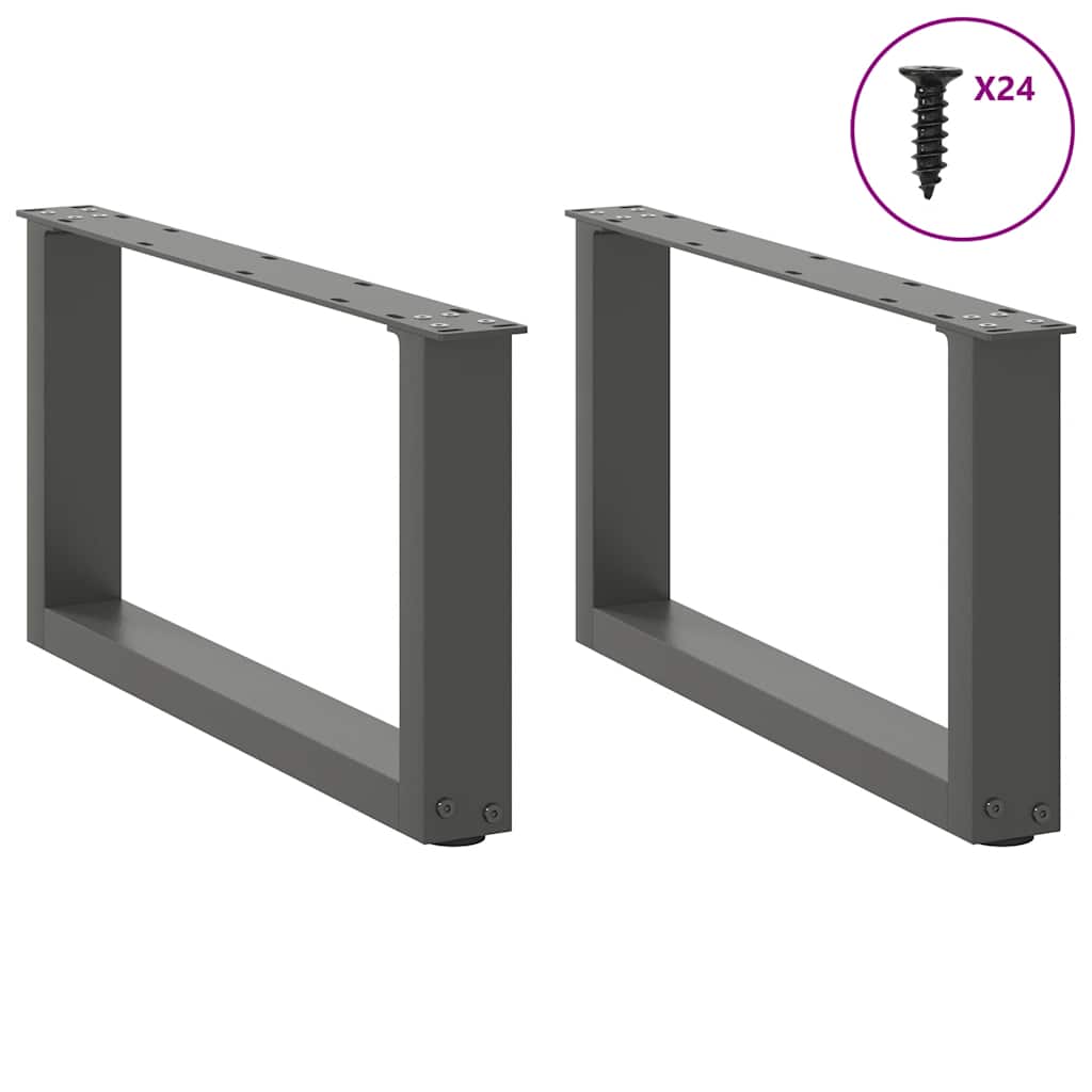 Pés para mesa de centro em forma de u, 2 peças, antracite, 60x(30-31) cm, aço