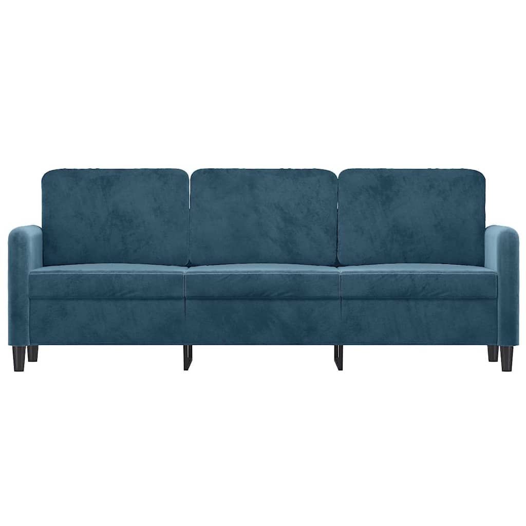 Sofá de 3 lugares 180 cm veludo azul