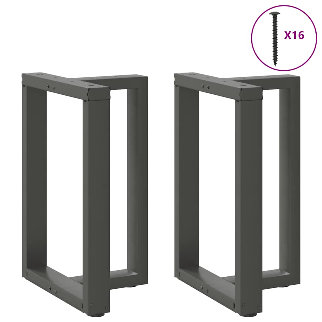 Pés para mesa de jantar em forma de t, 2 peças, antracite, 50x35x(72-73) cm, aço