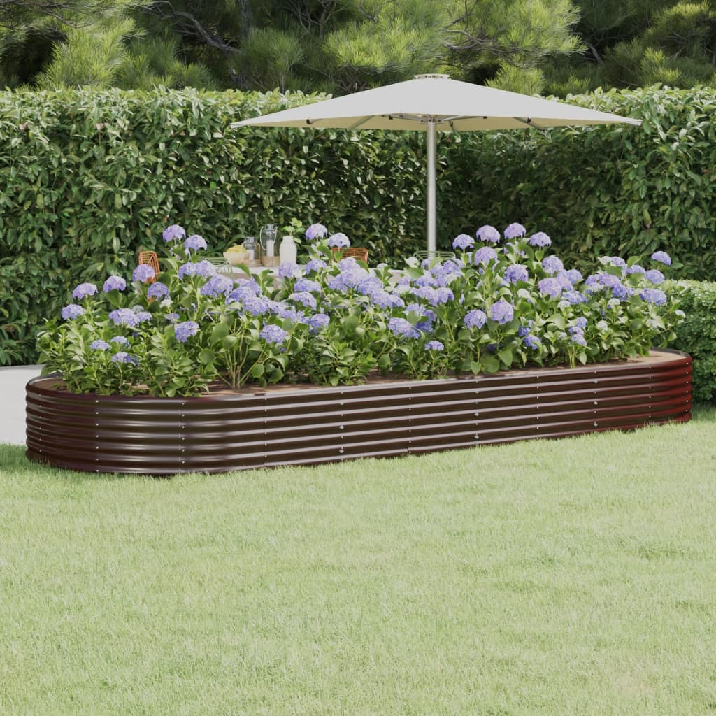 Canteiro elevado jardim 373x140x36 aço galvanizado castanho