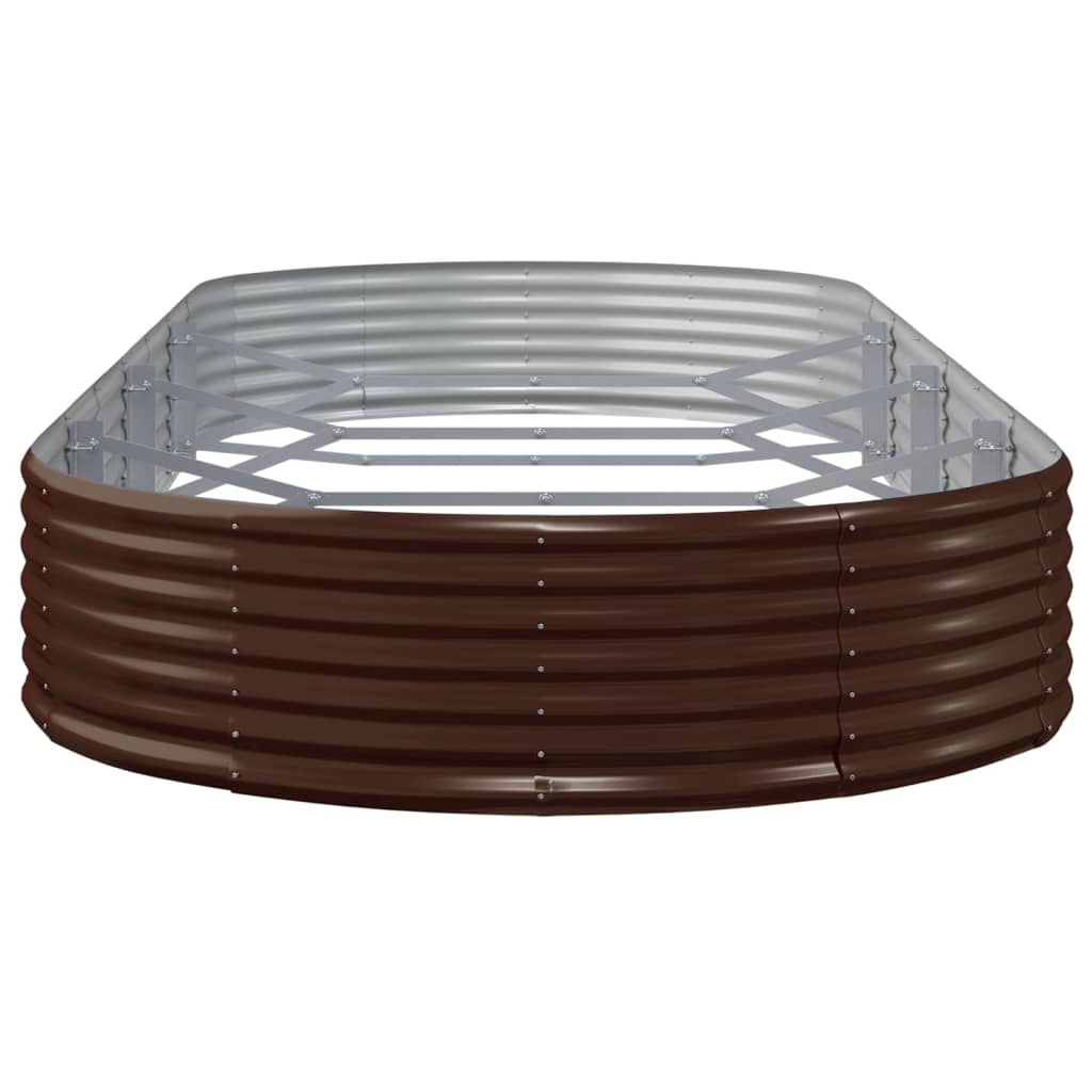 Canteiro elevado jardim 373x140x36 aço galvanizado castanho