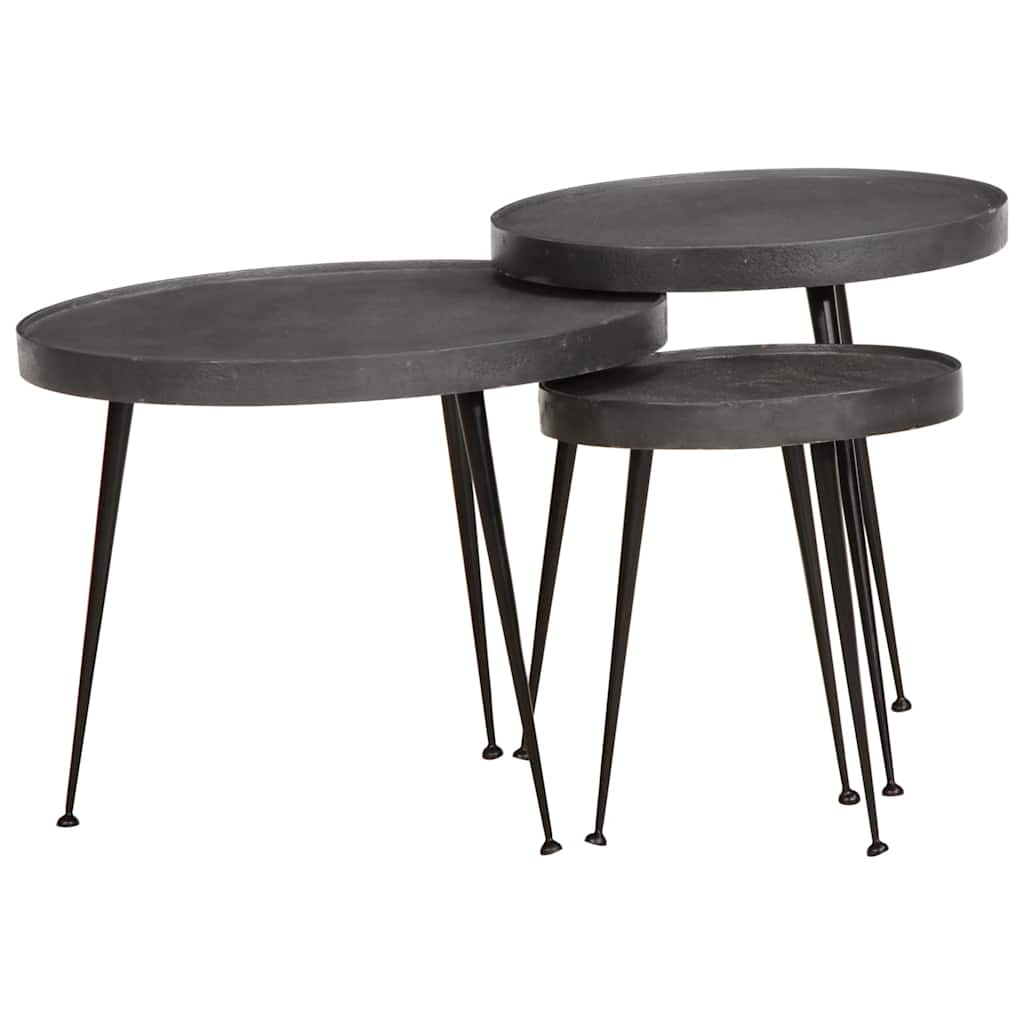 Mesas de centro 3 pcs derivados de madeira preto